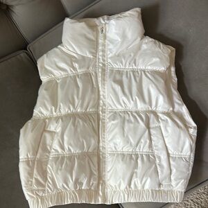 Tek Gear White Quilted Vest with High Collar